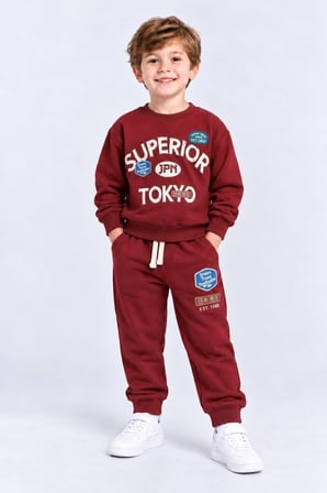 Erkek Çocuk Superior Tokyo Baskılı 2 li Eşofman Takımı Günlük Pamuklu Alt Üst Set Ak116