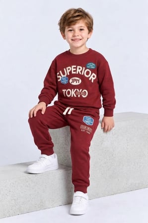 Erkek Çocuk Superior Tokyo Baskılı 2 li Eşofman Takımı Günlük Pamuklu Alt Üst Set Ak116