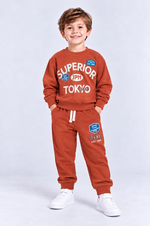Erkek Çocuk Superior Tokyo Baskılı 2 li Eşofman Takımı Günlük Pamuklu Alt Üst Set Ak116