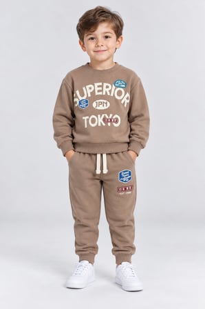 Erkek Çocuk Superior Tokyo Baskılı 2 li Eşofman Takımı Günlük Pamuklu Alt Üst Set Ak116
