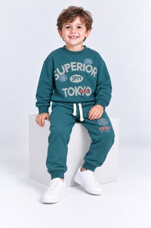 Erkek Çocuk Superior Tokyo Baskılı 2 li Eşofman Takımı Günlük Pamuklu Alt Üst Set Ak116