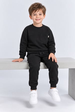Erkek Çocuk Cepli Sweatshirt ve Jogger Eşofman Altı 2’li Takım Günlük Rahat Çocuk Eşofman Seti Ak125