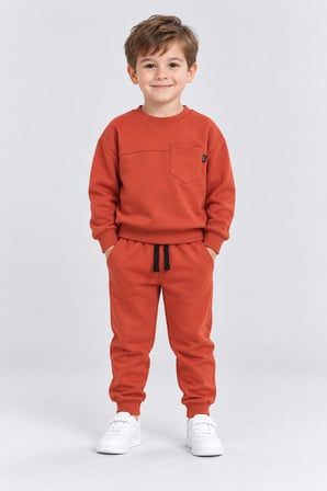 Erkek Çocuk Cepli Sweatshirt ve Jogger Eşofman Altı 2’li Takım Günlük Rahat Çocuk Eşofman Seti Ak125
