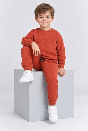 Erkek Çocuk Cepli Sweatshirt ve Jogger Eşofman Altı 2’li Takım Günlük Rahat Çocuk Eşofman Seti Ak125