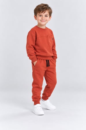Erkek Çocuk Cepli Sweatshirt ve Jogger Eşofman Altı 2’li Takım Günlük Rahat Çocuk Eşofman Seti Ak125