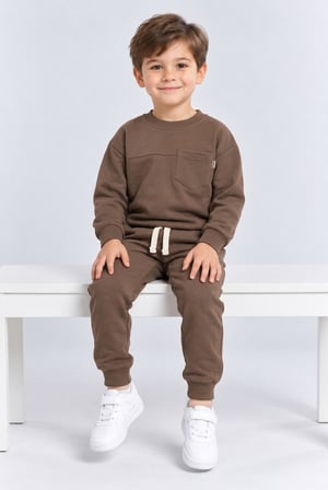 Erkek Çocuk Cepli Sweatshirt ve Jogger Eşofman Altı 2’li Takım Günlük Rahat Çocuk Eşofman Seti Ak125