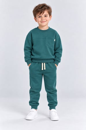 Erkek Çocuk Cepli Sweatshirt ve Jogger Eşofman Altı 2’li Takım Günlük Rahat Çocuk Eşofman Seti Ak125