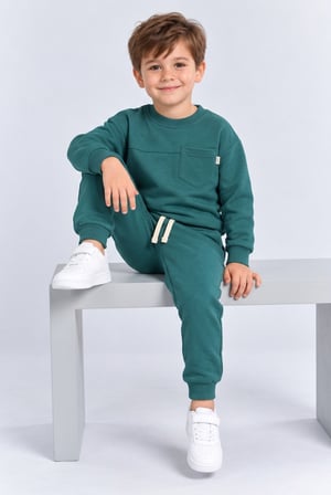 Erkek Çocuk Cepli Sweatshirt ve Jogger Eşofman Altı 2’li Takım Günlük Rahat Çocuk Eşofman Seti Ak125