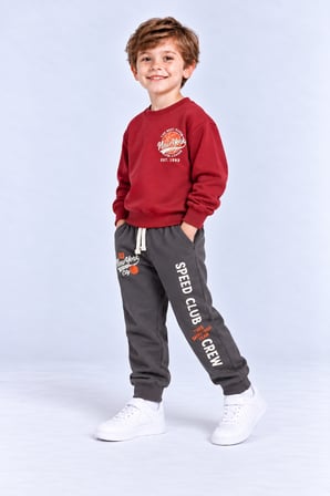 Erkek Çocuk Basketbol Baskılı 2’li Eşofman Takımı Sweatshirt ve Alt Takım Çok Renkli Ak118