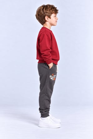 Erkek Çocuk Basketbol Baskılı 2’li Eşofman Takımı Sweatshirt ve Alt Takım Çok Renkli Ak118