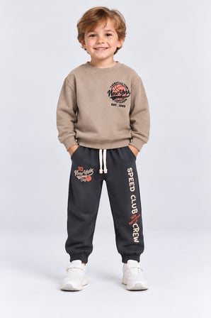 Erkek Çocuk Basketbol Baskılı 2’li Eşofman Takımı Sweatshirt ve Alt Takım Çok Renkli Ak118