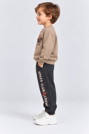 Erkek Çocuk Basketbol Baskılı 2’li Eşofman Takımı Sweatshirt ve Alt Takım Çok Renkli Ak118