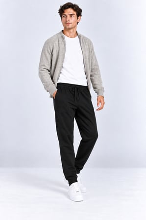 Erkek Beli Lastikli Bağcıklı Cepli Jogger Eşofman Altı Siyah & Lacivert Ak8001