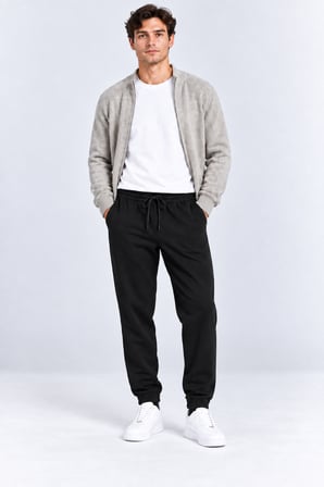 Erkek Beli Lastikli Bağcıklı Cepli Jogger Eşofman Altı Siyah & Lacivert Ak8001