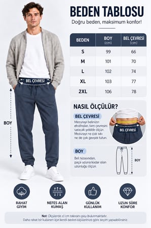 Erkek Beli Lastikli Bağcıklı Cepli Jogger Eşofman Altı Siyah & Lacivert Ak8001
