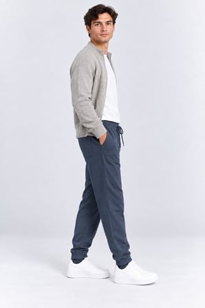 Erkek Beli Lastikli Bağcıklı Cepli Jogger Eşofman Altı Siyah & Lacivert Ak8001