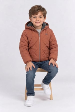 Erkek Çocuk Kapüşonlu İçi Peluş Astarlı Kapitone Mont Sıcak Tutan Kışlık Şişme Ceket Ak4287
