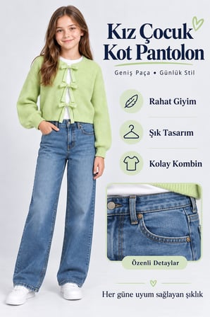 Boru Paça Kız Mavi Kot Pantolon Ak1807