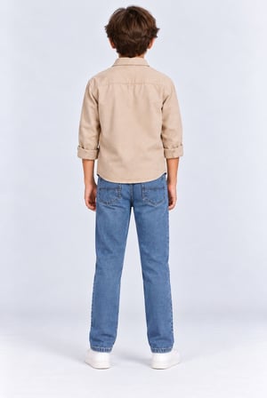 Erkek Çocuk Desenli Kot Pantolon Düz Paça Jean Ak140493
