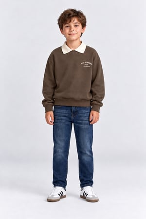 Erkek Çocuk Desenli Kot Pantolon Düz Paça Jean Ak140493