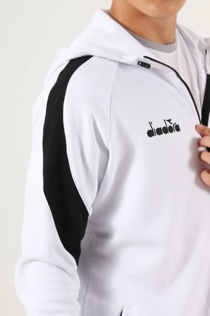 Diadora Satürn Kamp Eşofmanı Kapşonlu Tek Üst Beyaz