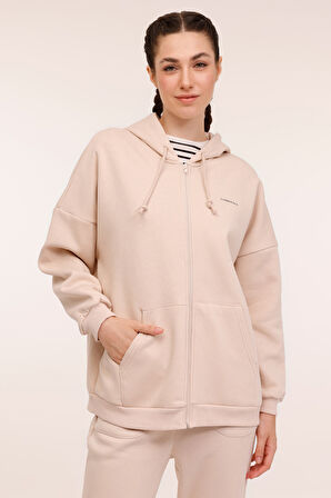 WB MARCIA 18SSB502 4PR BEJ KADIN OVERSIZE FIT HOODIE
