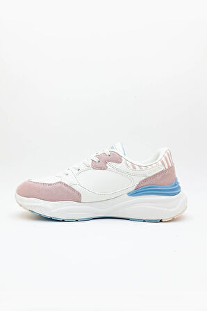 BLOSSOM 4PR Bej Kadın Sneaker Spor Ayakkabı-Kırık Beyaz-Pudra-Mavi