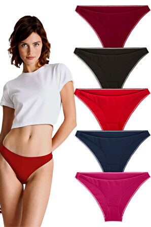 Yohannes Club, Kadın, Pamuklu Basic Bikini Külot, 5'li Paket, Çok Renkli