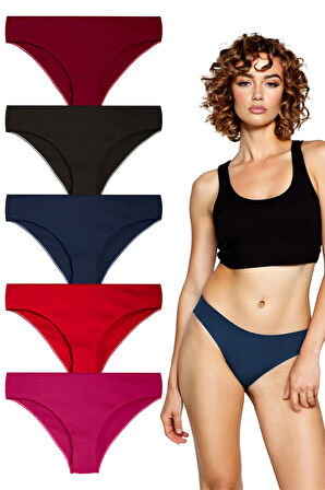 YohannesClub, Kadın, Pamuklu Hipster Basic Külot, Çok Renkli, 5'li Paket