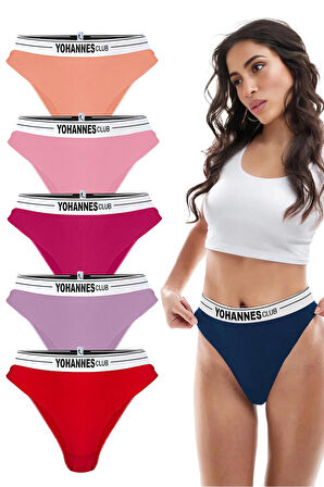 Yohannes Club, Kadın Lastik Kemerli Brazilian Külot, 5'li Paket