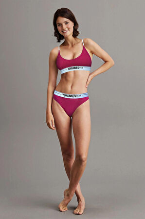 Yohannes Club, Kadın Pamuklu İç Çamaşırı Takımı, Renk Seçenekli, (Bralet-Kemerli Bikini Slip)