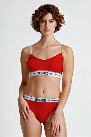 Yohannes Club, Kadın Pamuklu İç Çamaşırı Takımı, Renk Seçenekli, (Bralet-Kemerli Hipster Külot)