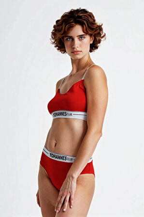 Yohannes Club, Kadın Pamuklu İç Çamaşırı Takımı, Renk Seçenekli, (Bralet-Kemerli Hipster Külot)