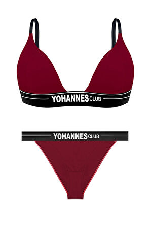 Yohannes Club, Kadın Pamuklu İç Çamaşırı Takımı, Renk Seçenekli, (Üçgen Sütyen-Kemerli Brazilian Külot)