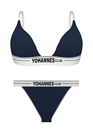 Yohannes Club, Kadın Pamuklu İç Çamaşırı Takımı, Renk Seçenekli, (Üçgen Sütyen-Kemerli Brazilian Külot)