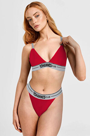 Yohannes Club, Kadın Pamuklu İç Çamaşırı Takımı, Renk Seçenekli, (Kemer Askılı Üçgen Sütyen-Kemerli Tanga Külot)