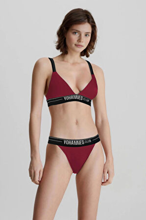 Yohannes Club, Kadın Pamuklu İç Çamaşırı Takımı, Renk Seçenekli, (Kemer Askılı Üçgen Sütyen-Kemerli Tanga Külot)