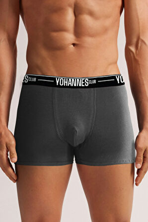 Yohannes Club, Erkek Özel Bölmeli Pamuklu Boxer, Renk Seçenekli, 3'lü Paket, 3 adet Antrasit