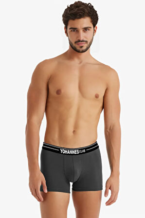 Yohannes Club, Erkek Özel Anatomik Pamuklu Boxer, Renk Seçenekli, 3'lü Paket, 3 adet Antrasit