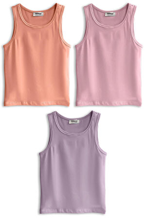 Yohannes Club, Kız Çocuk, Pamuklu Slip&Atlet, Alt-Üst,  3 Çift Takım, Karışık Renkli