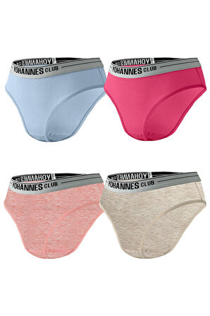Yohannes Club, Kız Çocuk, Pamuklu Slip&Atlet, Alt-Üst,  4 Çift Takım, Karışık Renkli