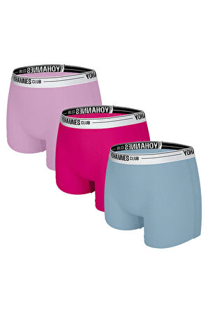 Yohannes Club, Kız Çocuk, Pamuklu Boxer&Atlet, Alt-Üst,  3 Çift Takım, Karışık Renkli