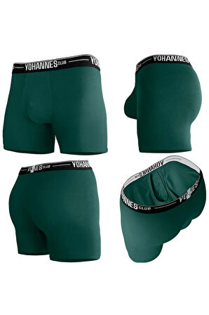 Yohannes Club, Erkek Özel Bölmeli Pamuklu Boxer, Renk Seçenekli, 3'lü Paket, (Bordo,Yeşil,Mavi)