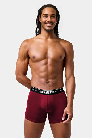 Yohannes Club, Erkek Özel Keseli Pamuklu Boxer, Renk Seçenekli,  3'lü Paket, (Bordo,Yeşil,Mavi)