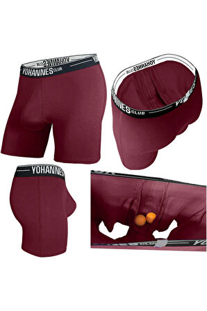 Yohannes Club, Erkek Özel Seperatörlü Pamuklu Boxer, Renk Seçenekli, 3'lü Paket, (Bordo,Yeşil,Mavi)