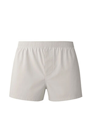 Erkek Pamuklu Poplin Boxer, Tekli Paket, Kırık Beyaz,  % 100 Pamuklu Poplin Kumaş