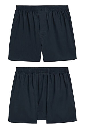 Erkek Pamuklu Poplin Boxer, Üçlü Paket, Siyah-Lacivert-Mavi,  % 100 Pamuklu Poplin Kumaş