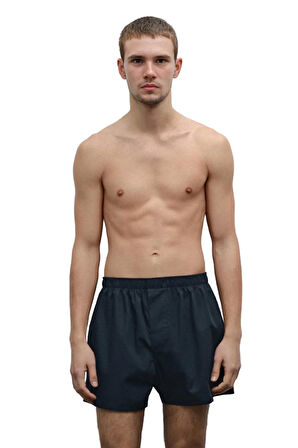 Erkek Pamuklu Poplin Boxer, Üçlü Paket, Siyah-Lacivert-Mavi,  % 100 Pamuklu Poplin Kumaş