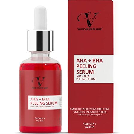 Aloe Vera Suyu Özlü Cilt Tonu Eşitleyici Gözenek Sıkılaştırıcı Kırmızı Peeling Serum Aha 10% Bha 2%