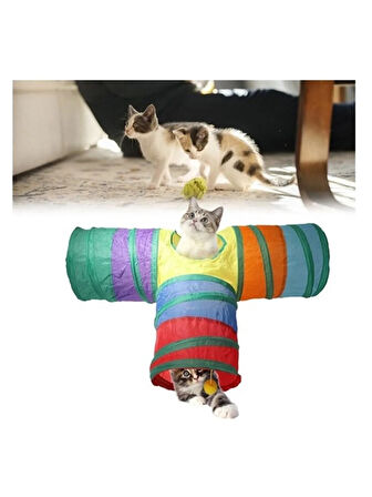 Kedi Oyun Tüneli  85*50  Cm Üçlü T Modelİ